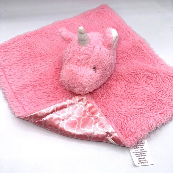 Parents Choice Pink Plush Unicorn Lovey Blanket Stuffed Animal Security Comfort - Picture 1 of 9